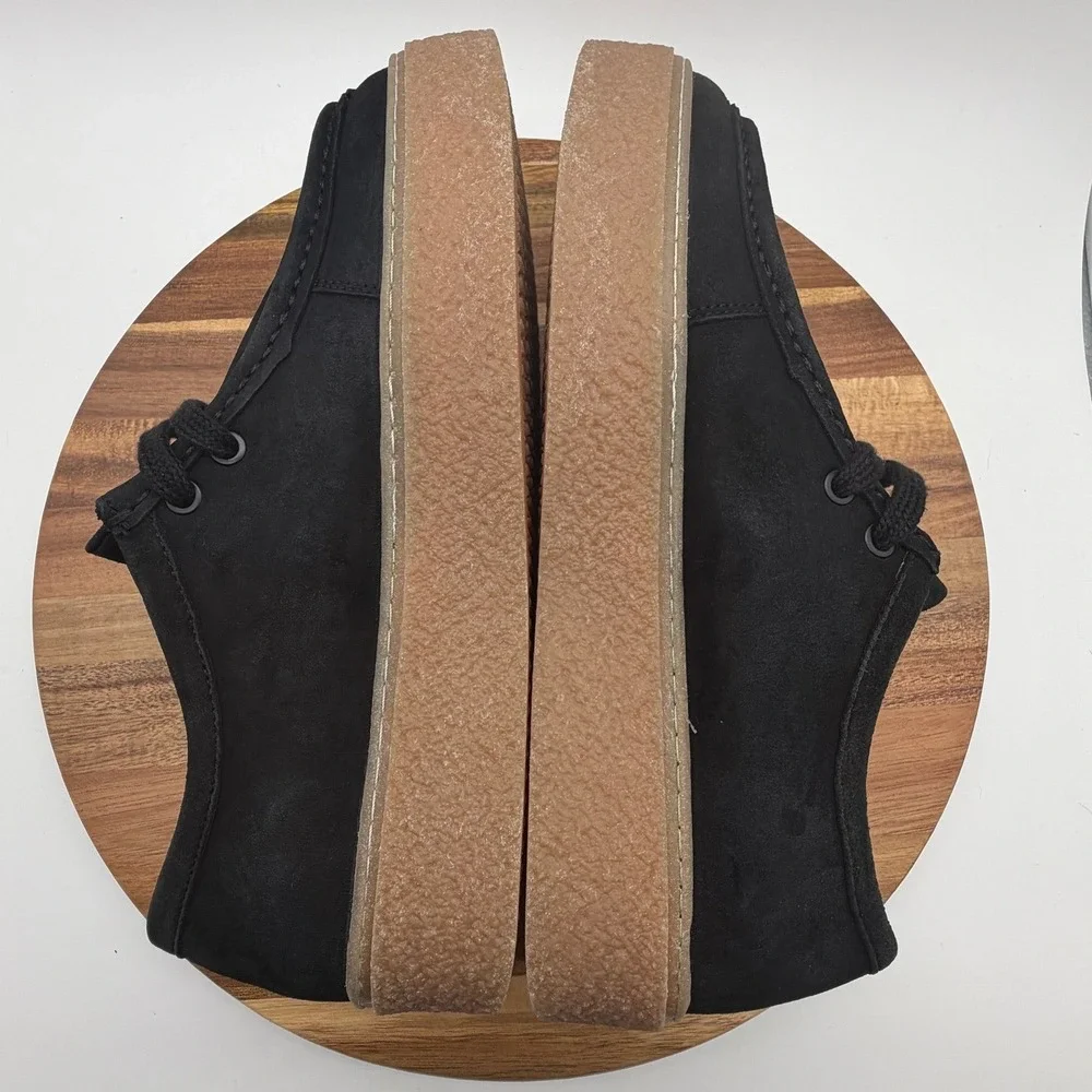 Hush Puppies Women Size 9 Black Suede Platform Creeper Wallabee Shoes 0610